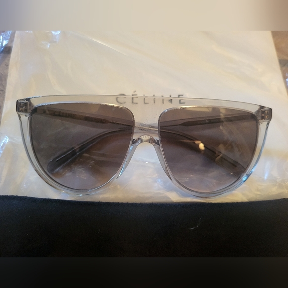 NWT CELINE SUNGLASSES Women Aviator Acetate Grey Clear CL41435/S RDNZ3 61/14 145 main image 6
